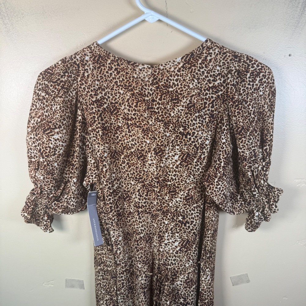Faithfull the Brand Maggie Midi Dress Womens 4 Brown Charlie Leopard Safari Chic - Picture 11 of 12